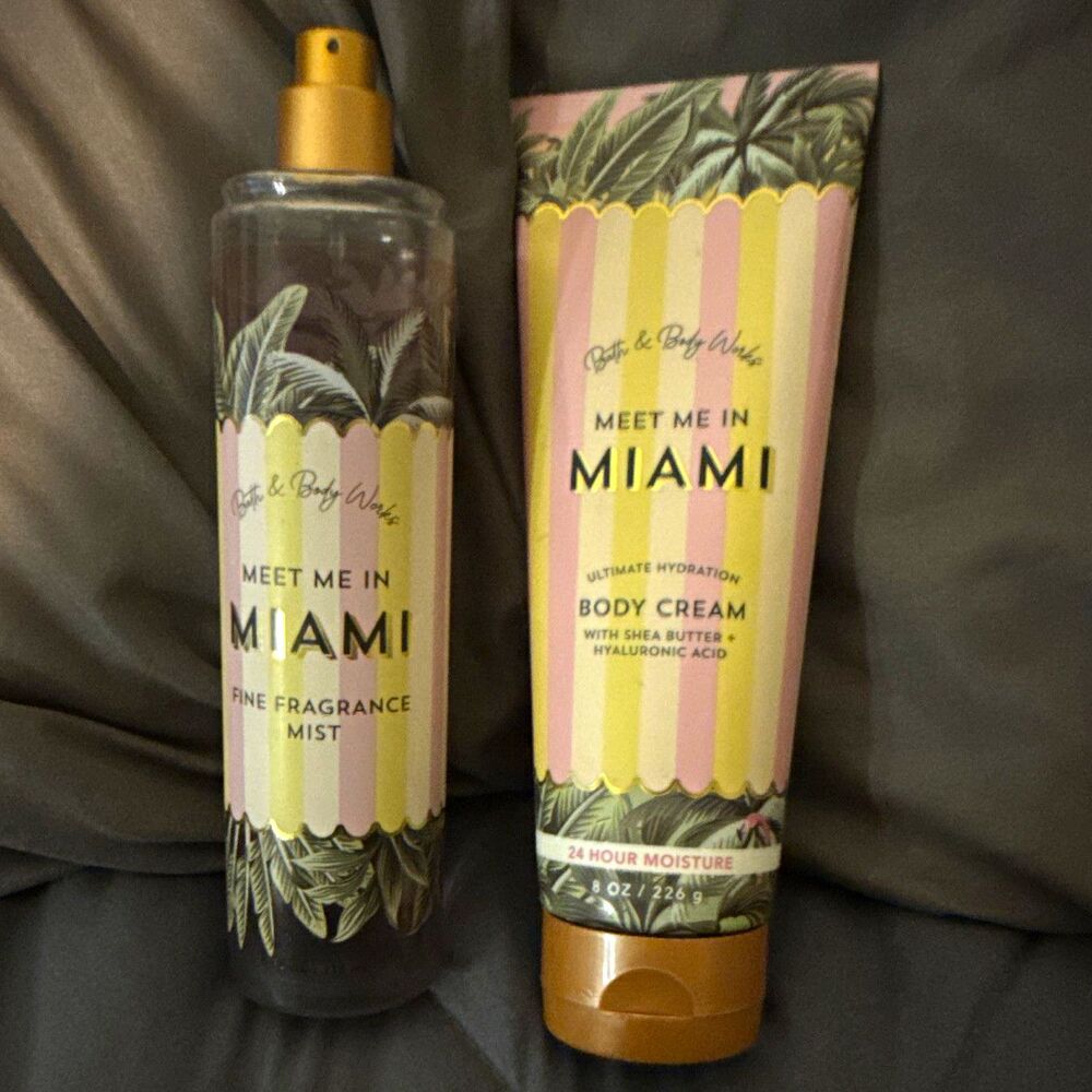Bath & Body Works Meet Me In Miami Mist & Body Cream Set 24 Hr Moisture 8 oz